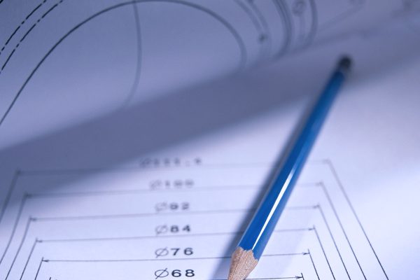 Engineering drawing and pencil